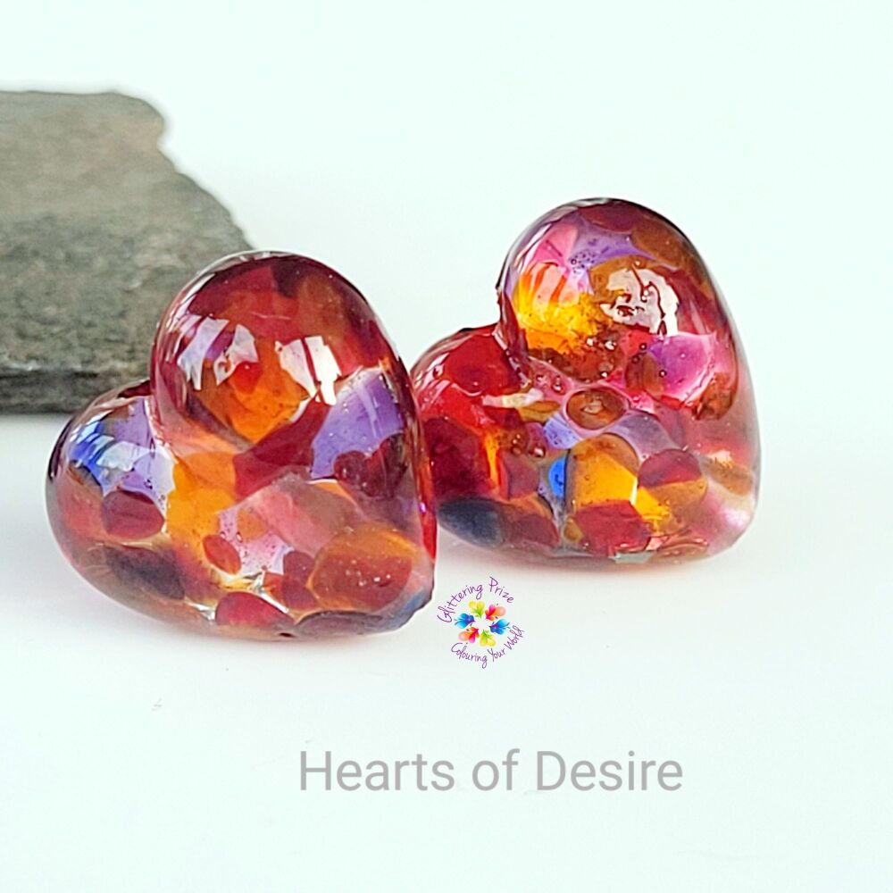 Heart of Desire Stained Glass Love Heart Pair
