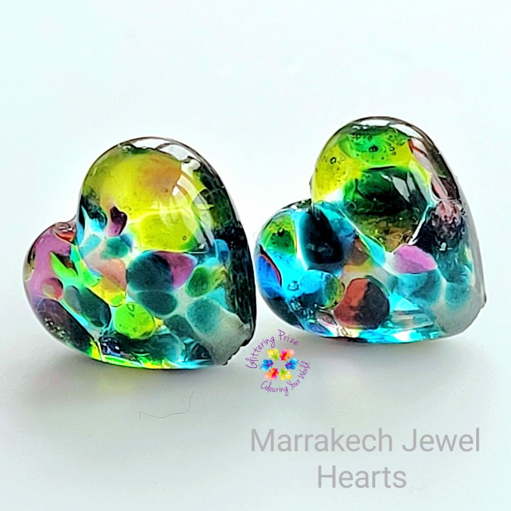 Marrakech Jewel Stained Glass Love Heart Pair