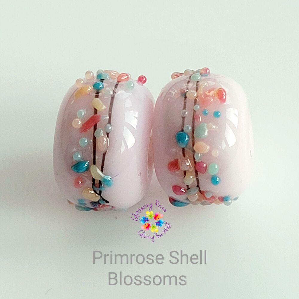 Primrose Shell Blossom Lampwork Bead Pair