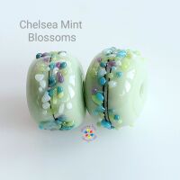 Chelsea Mint Blossom Lampwork Bead Pair