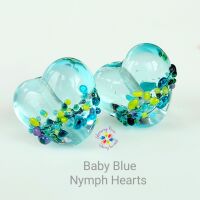 Baby Blue Nymph Blossom Heart Lampwork Beads