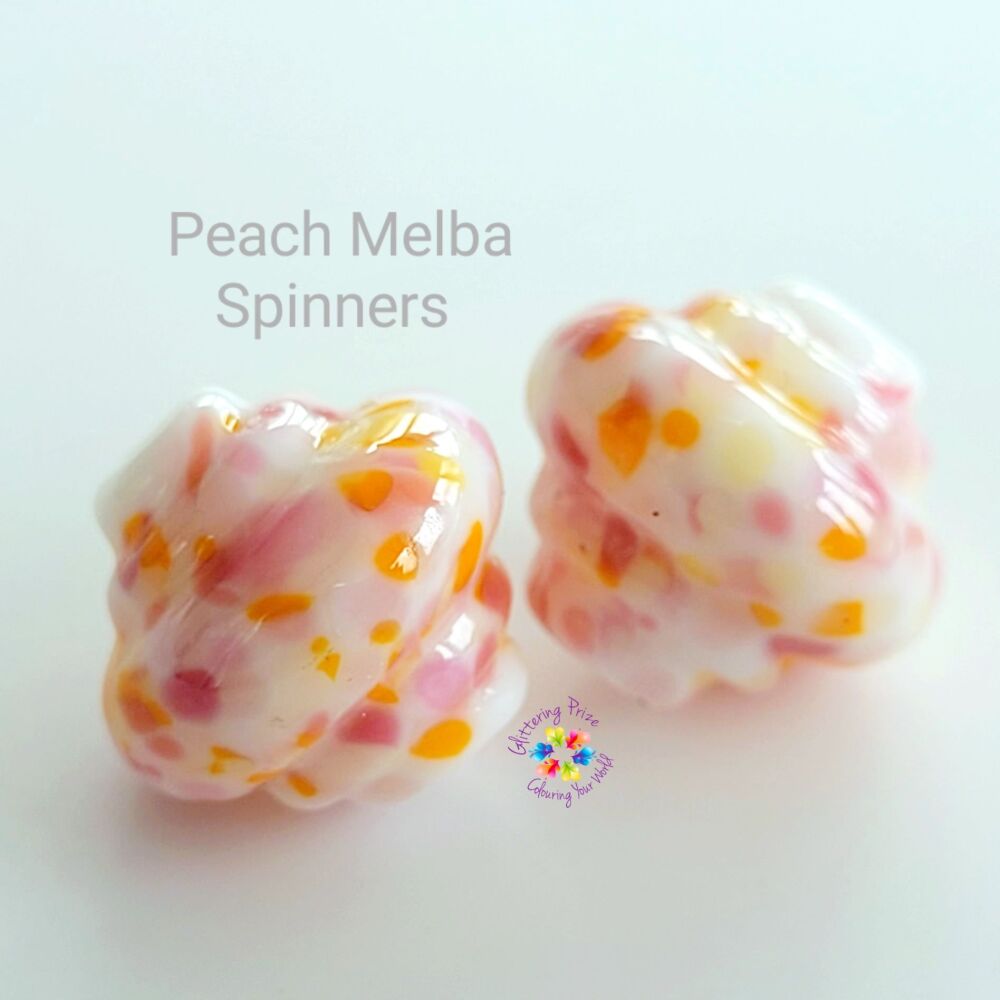 Peach Melba Lampwork Bead Spinner Pair