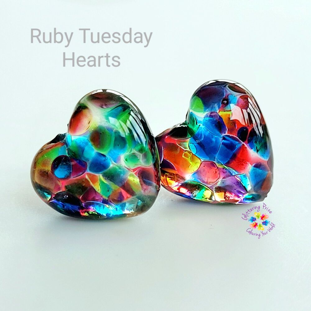 Ruby Tuesday  Stained Glass Love Heart Pair