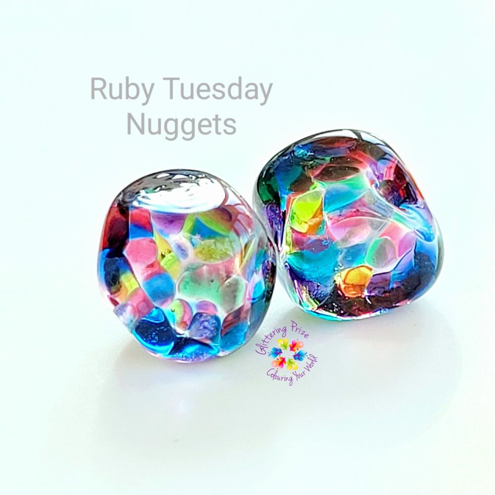 Ruby Tuesday  Stained Glass Nugget Pair