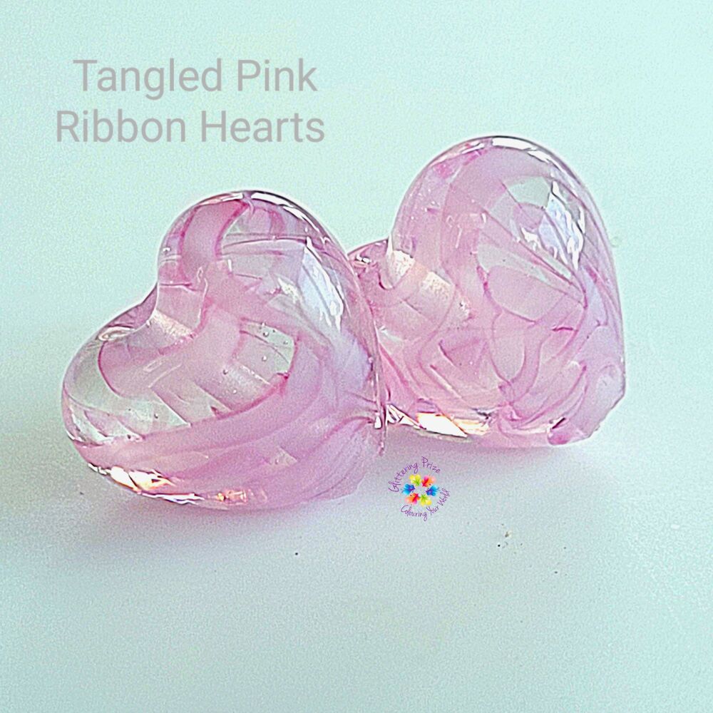 Pink Ribbon Tangled Heart Pair