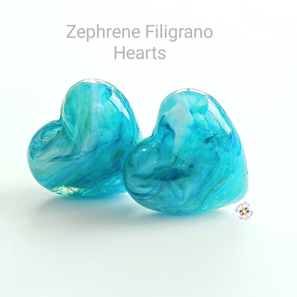 Zephrene Filigrano Heart Pair Lampwork Beads