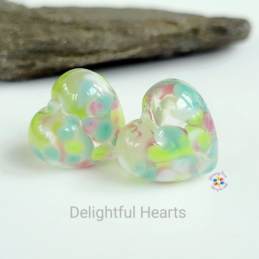 Delightful Heart Lampwork Bead Pair