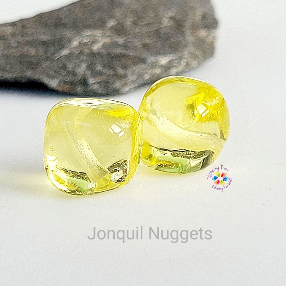 Jonquil Nugget Lampwork Bead Pair