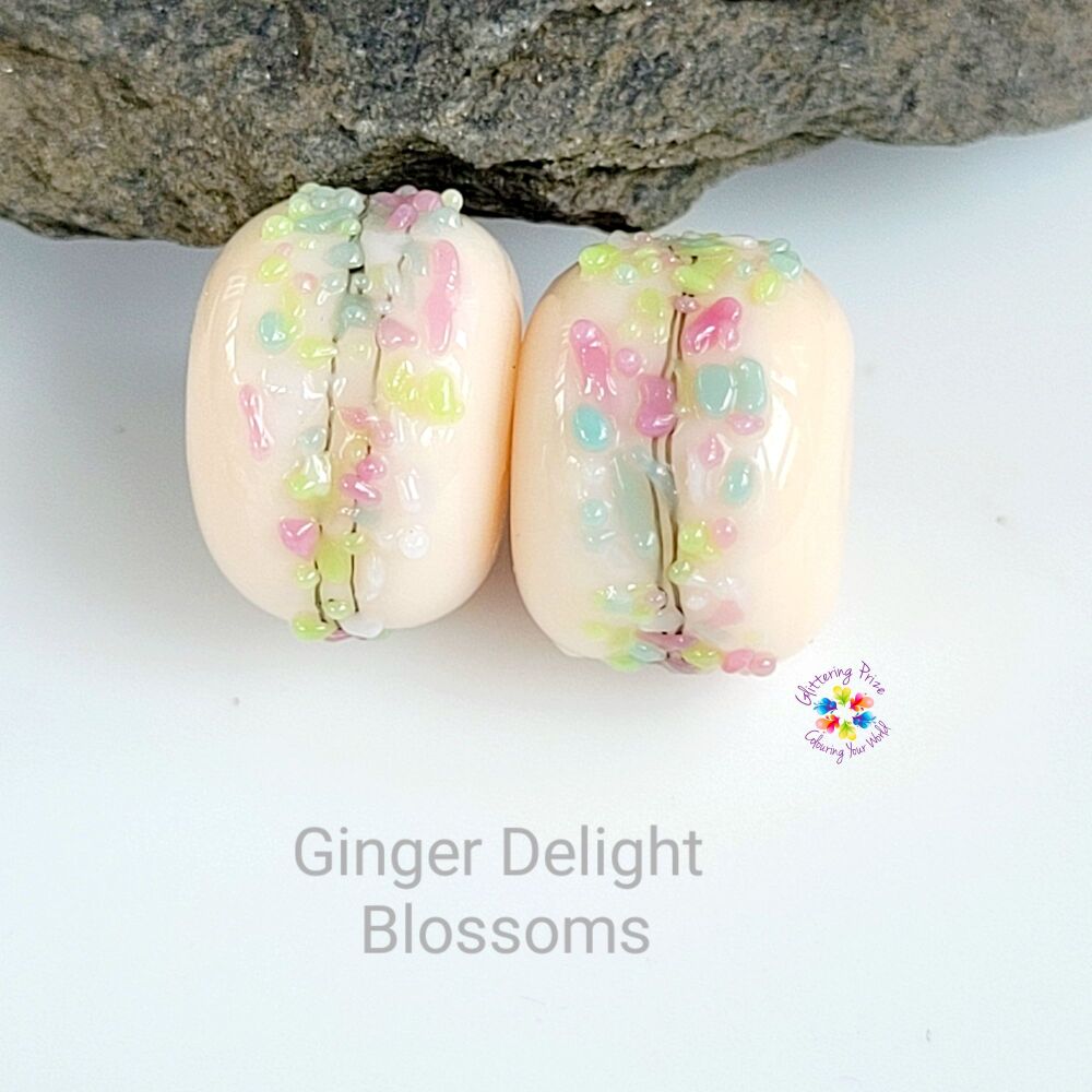 Ginger Delight Blossom Lampwork Bead Pair