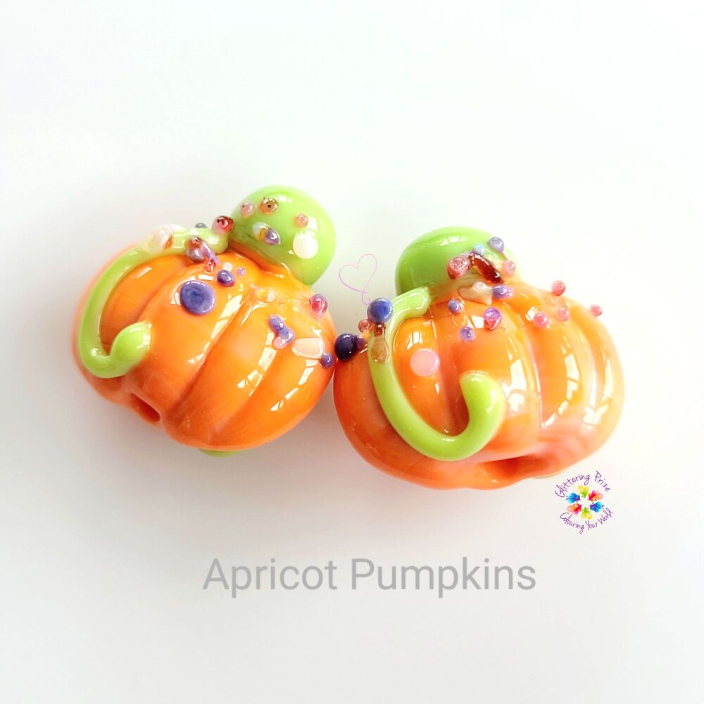 Pumpkin Bead Pair & Autumn & Fall Drops  Glittering Prize Glass – UK Lampwork Artist
