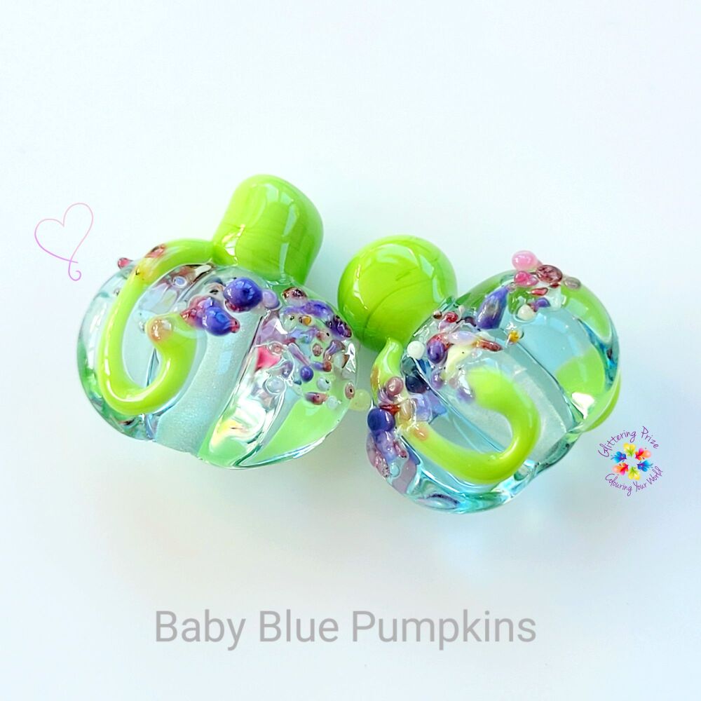 Pumpkin Bead Pair & Autumn & Fall Drops  Glittering Prize Glass – UK Lampwork Artist