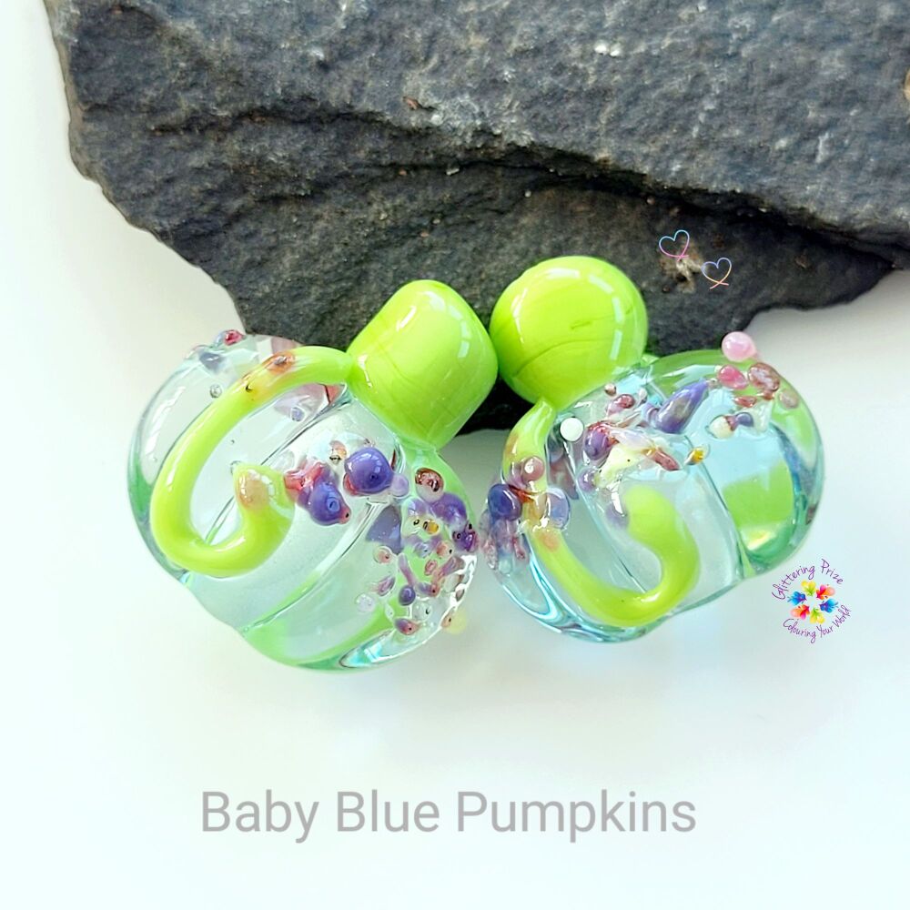 Pumpkin Bead Pair & Autumn & Fall Drops  Glittering Prize Glass – UK Lampwork Artist