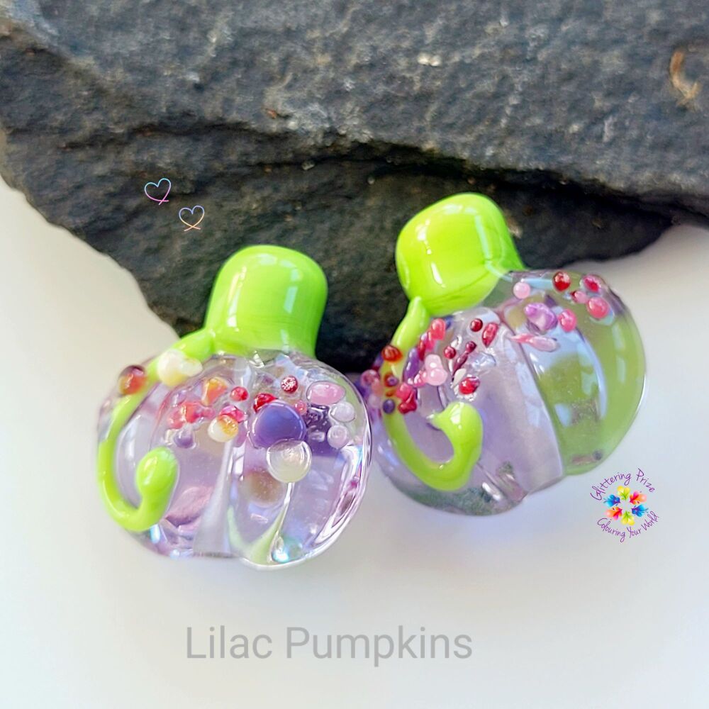 Pumpkin Bead Pair & Autumn & Fall Drops  Glittering Prize Glass – UK Lampwork Artist
