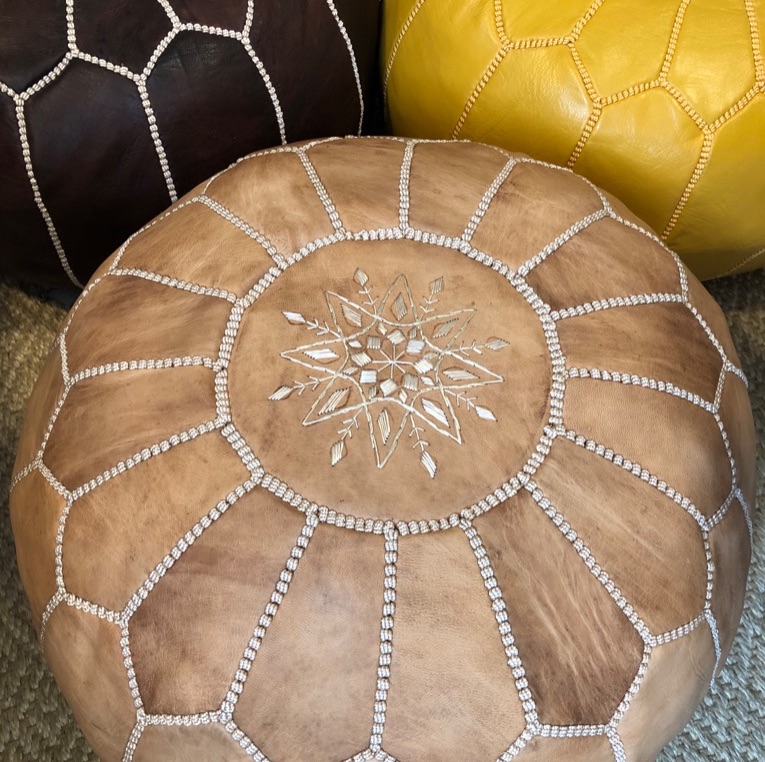 Moroccan Leather Pouffes
