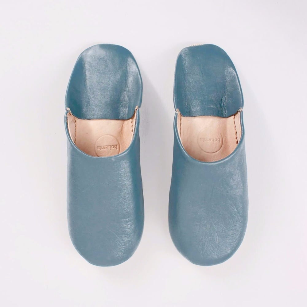 Babouche Slippers Blue Grey L
