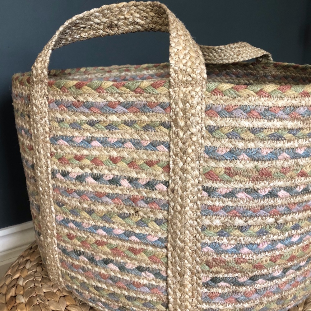 Organic Jute Basket Pastel Fairisle