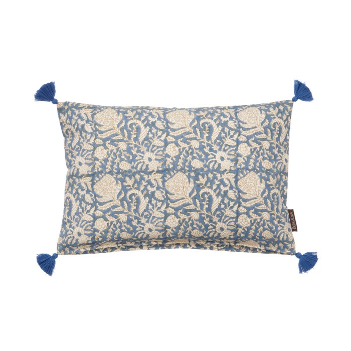 Blockprint Ocean Blue Cushion