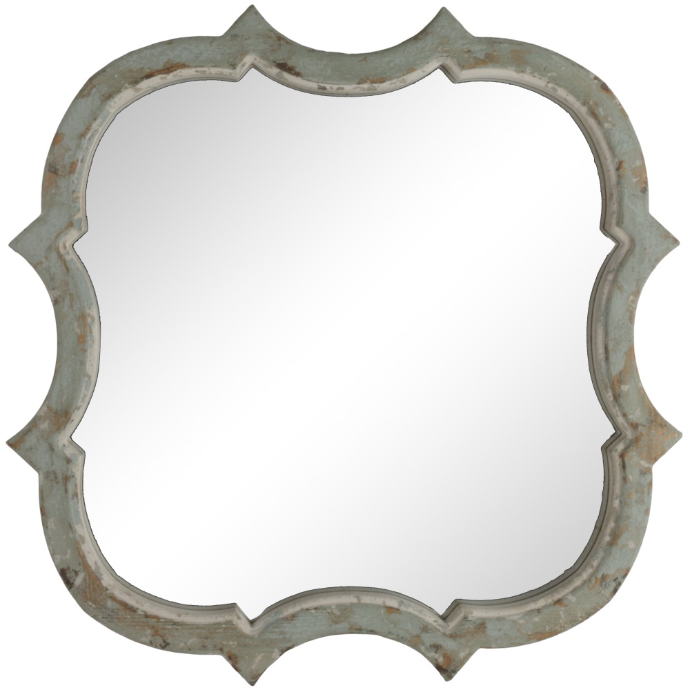 Distressed Grey Lotus Mirror