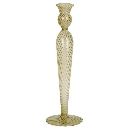 GLASS CANDLESTICK - TALL GREEN SWIRL