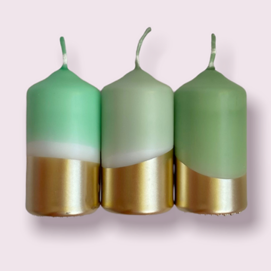 PILLAR CANDLES TRIO - GILDED FOREST
