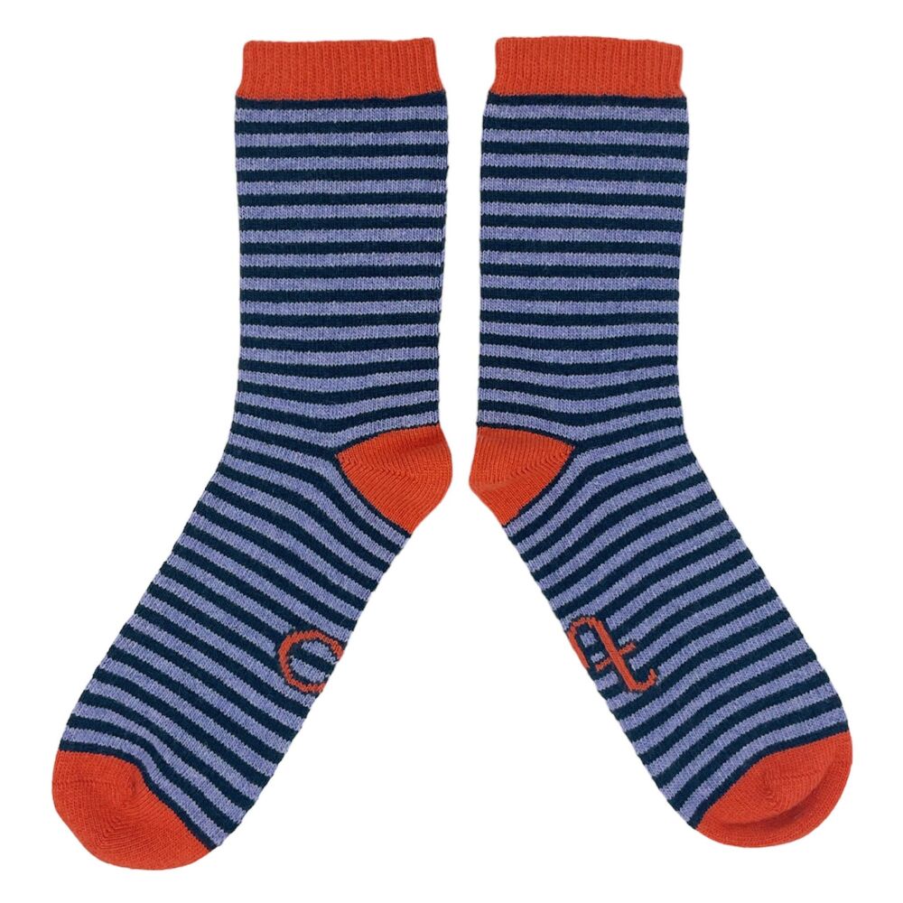 LAMBSWOOL SOCKS (Size 8-11) STRIPE BLUE