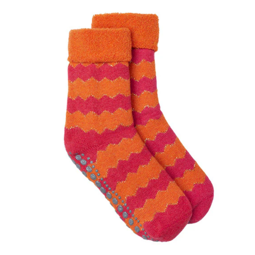 SLIPPER SOCKS (SIZE 4-8) ORANGE