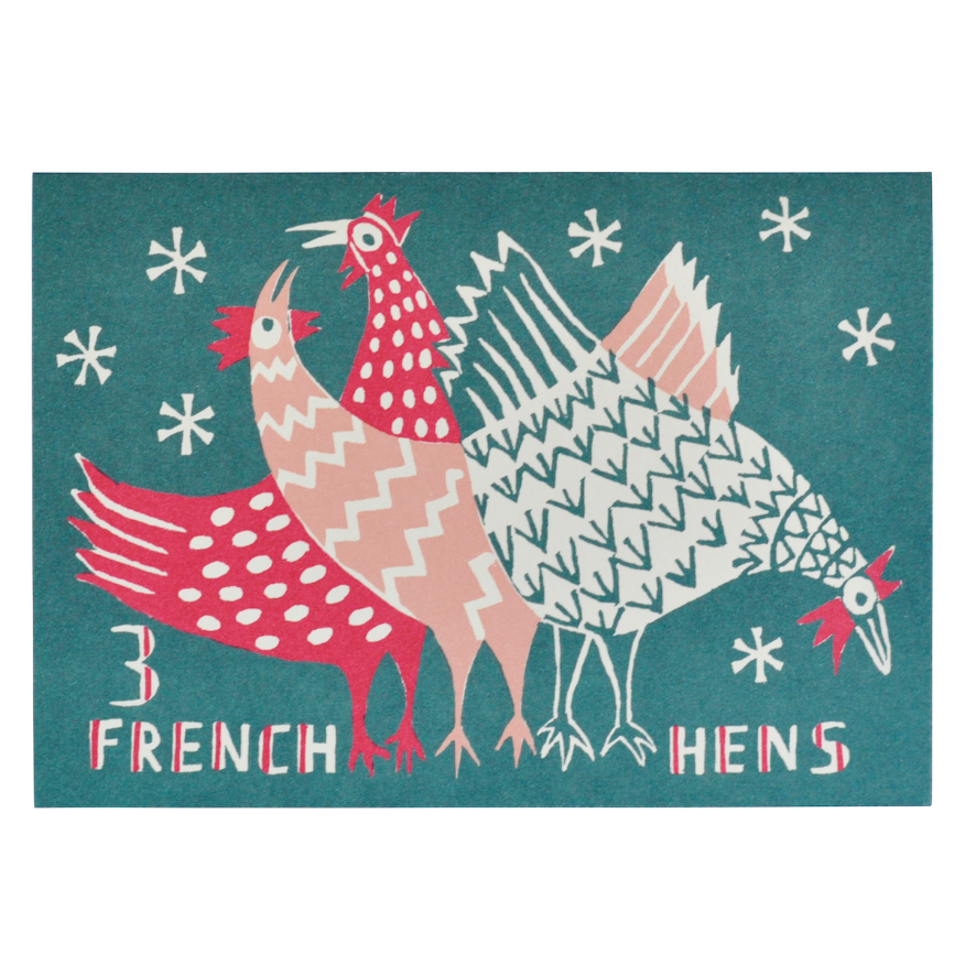 CARD PACK OF 10 - 3 FRENCH HENS