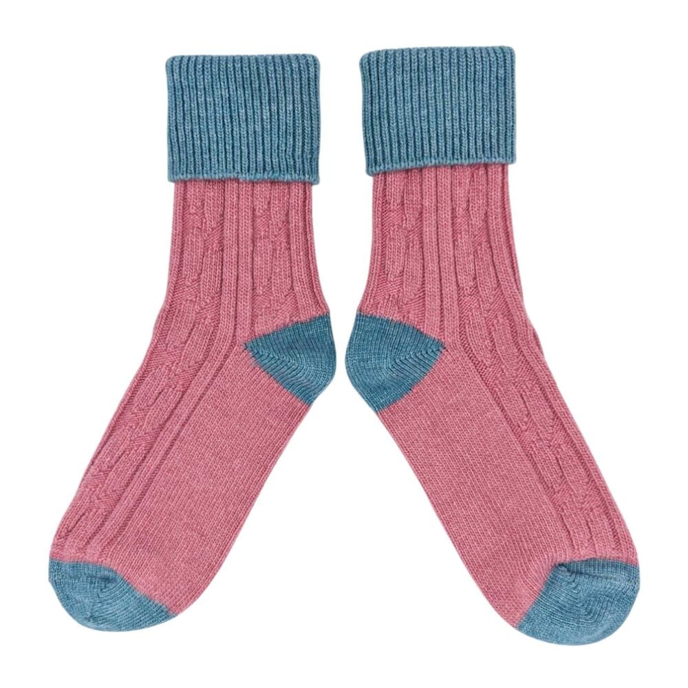 CASHMERE MIX SLOUCH SOCKS (Size 4-7) PINK / JADE
