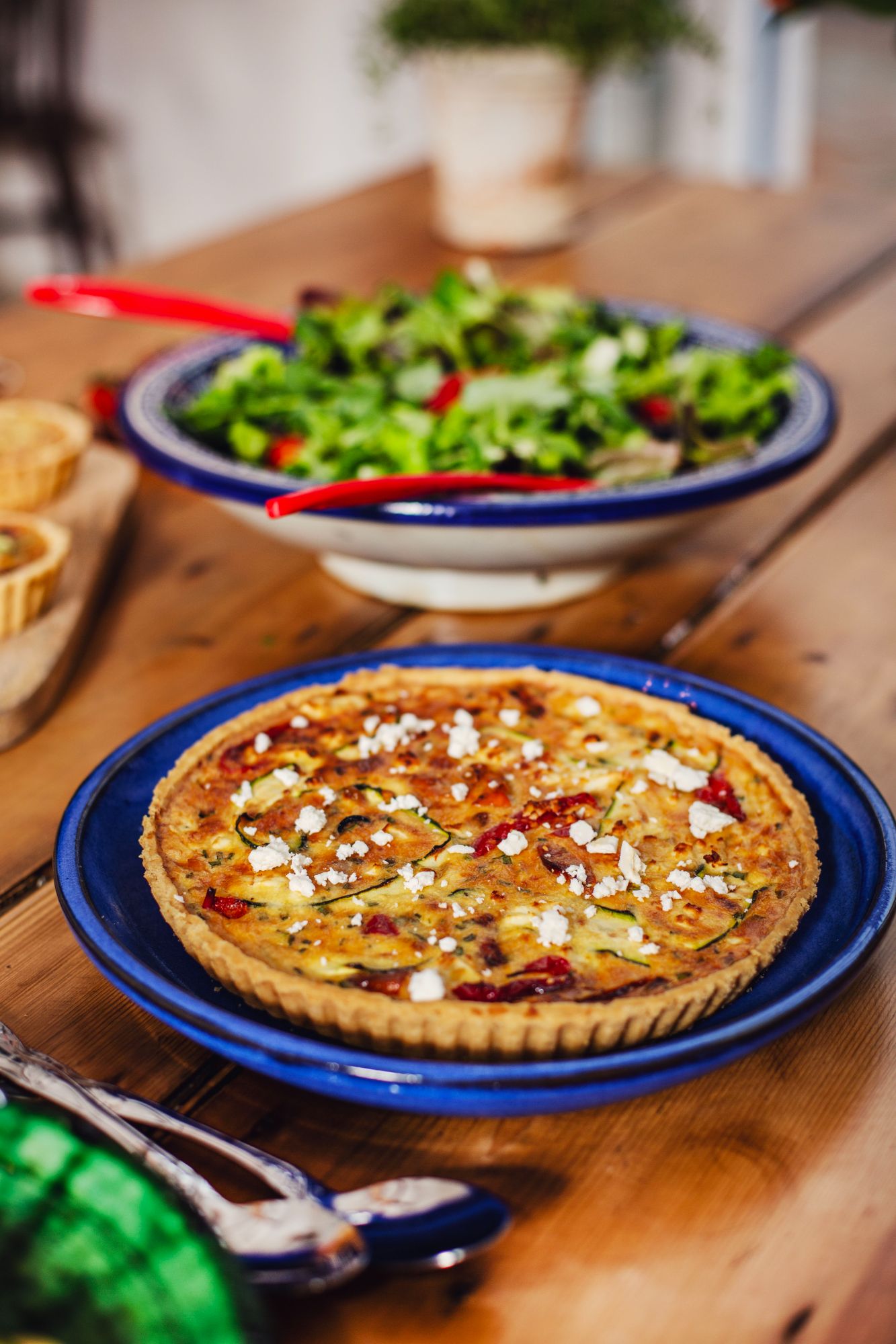 Roasted Red Pepper, Courgette & Feta Quiche