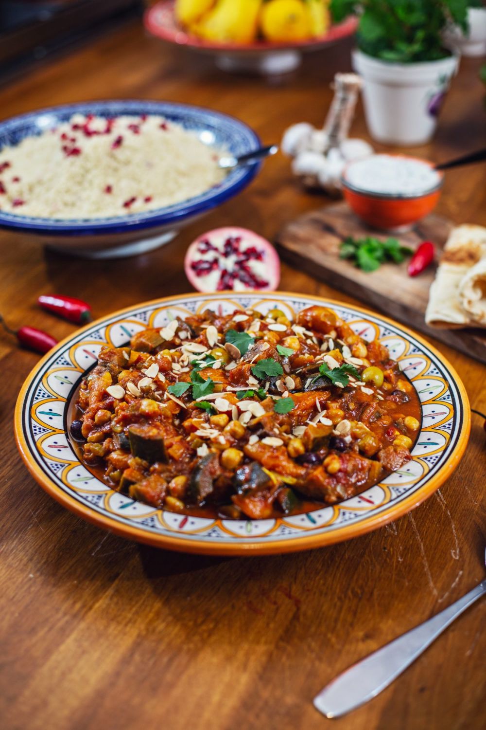 Aubergine, Chickpea & Olive Tagine