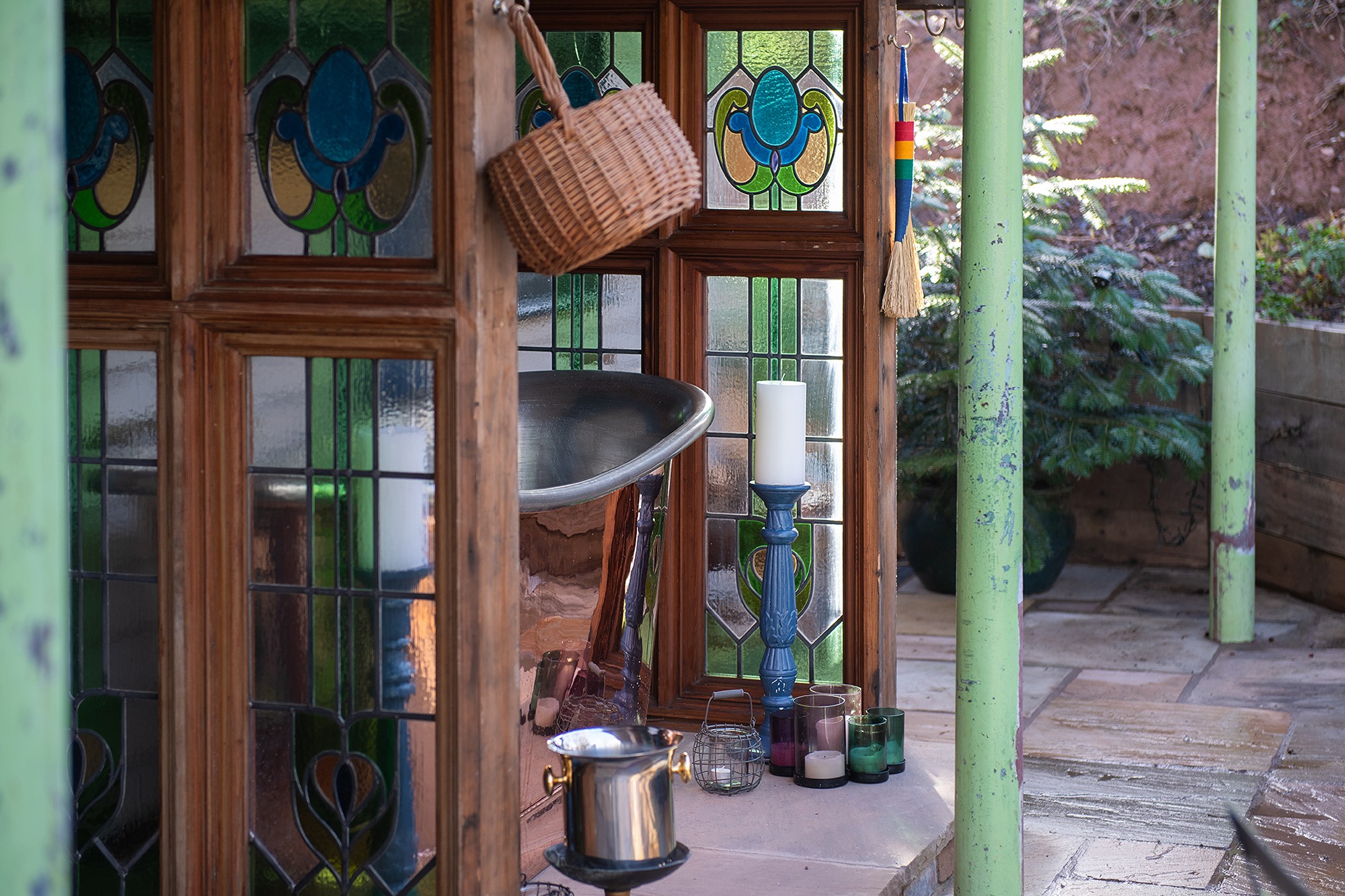 Beautiful flowers and bookshelf
