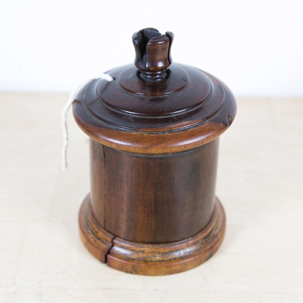 19th C. Lignum Vitae String Holder Box