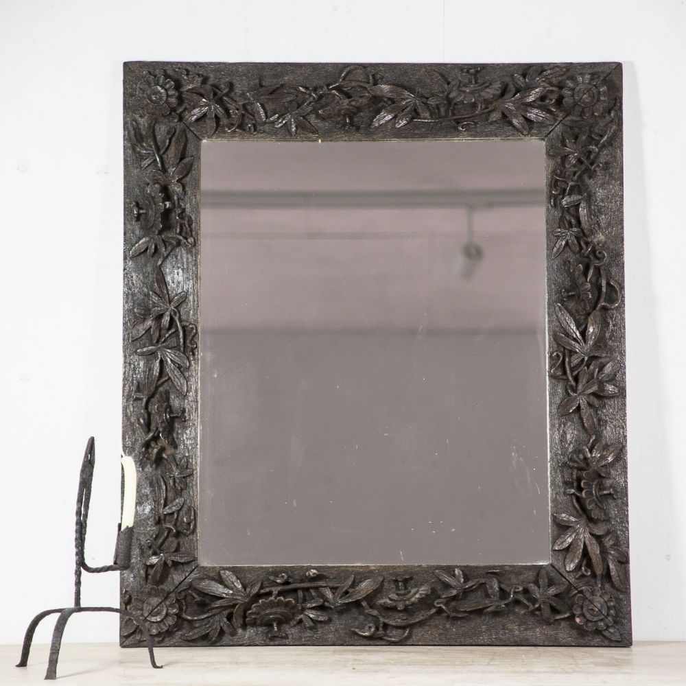 A Superb 19th C Oak Carved Wall Mirror - £495.00