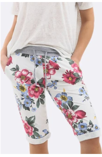 Knee Length  Bold Flower Shorts