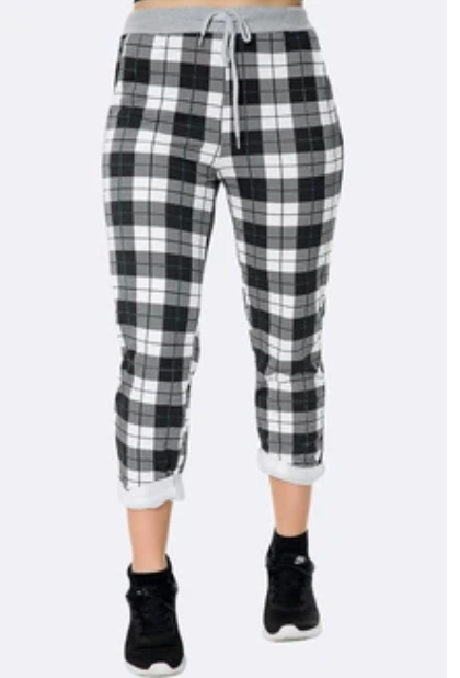 Black and White Check Joggers