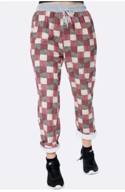 Red Check Joggers