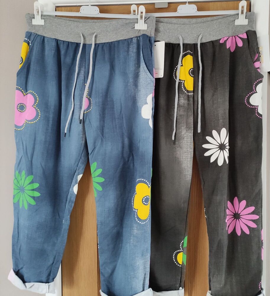 Denim Flowers (Blue  or Black)