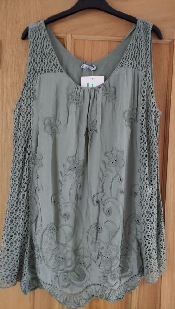 Embroidered Tops (Khaki,Stone)