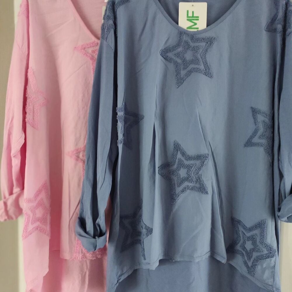 Star Top Pink or Denim Blue