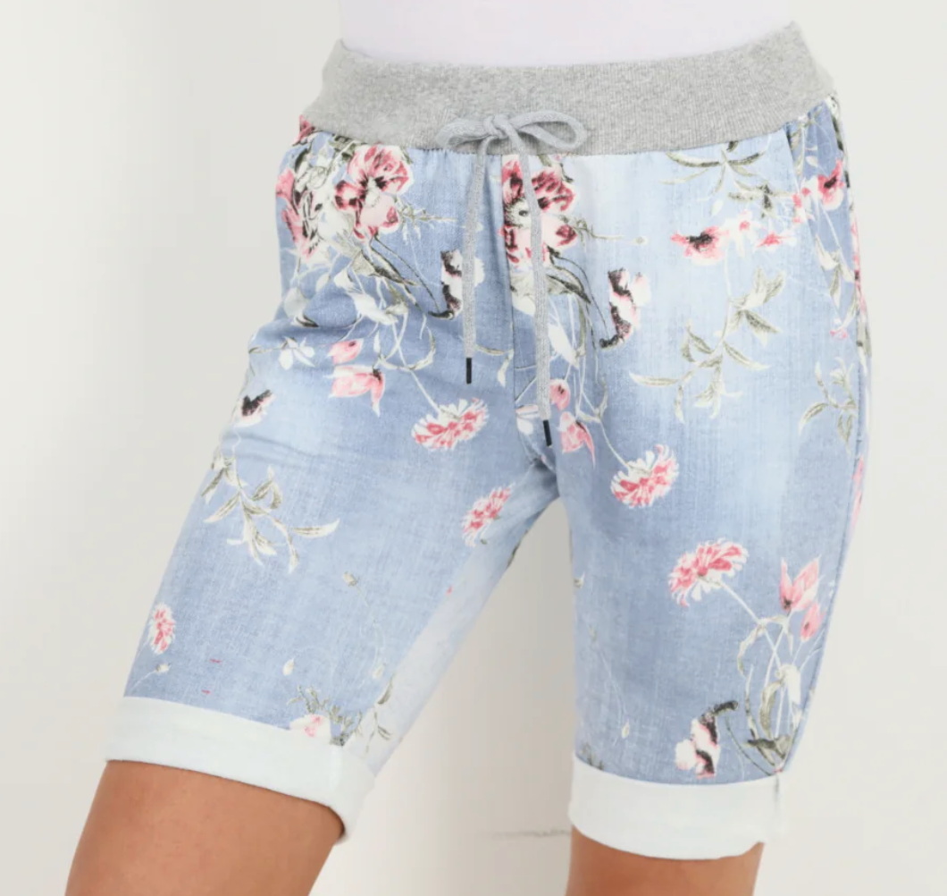 Floral Shorts (Blue and Black)