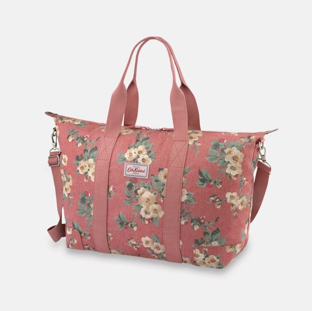 Pink floral overnight bag
