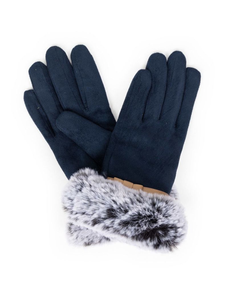 Powder Faux Suede Navy Gloves