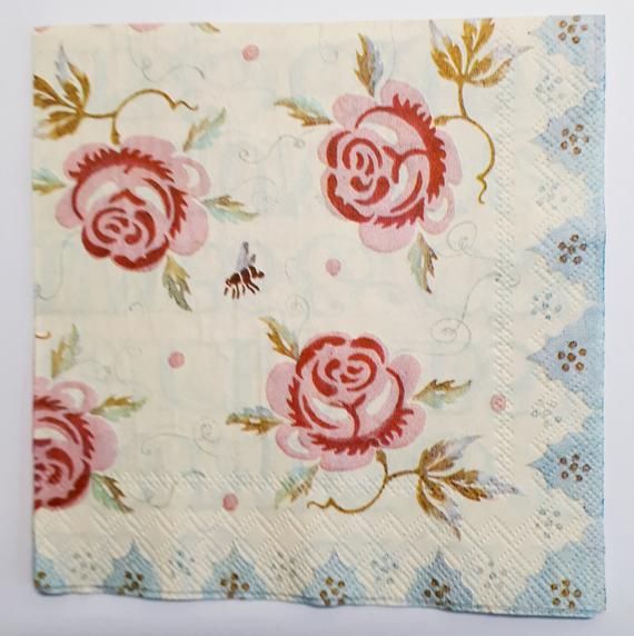 Rose and Bee Napkins
