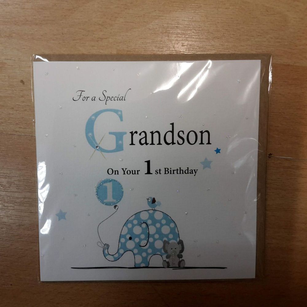 1st Birthday Grandson Card