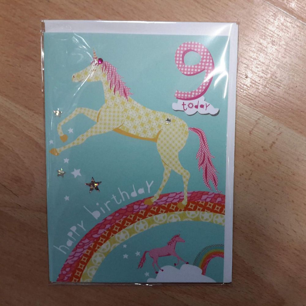 9th Birthday Girl Card