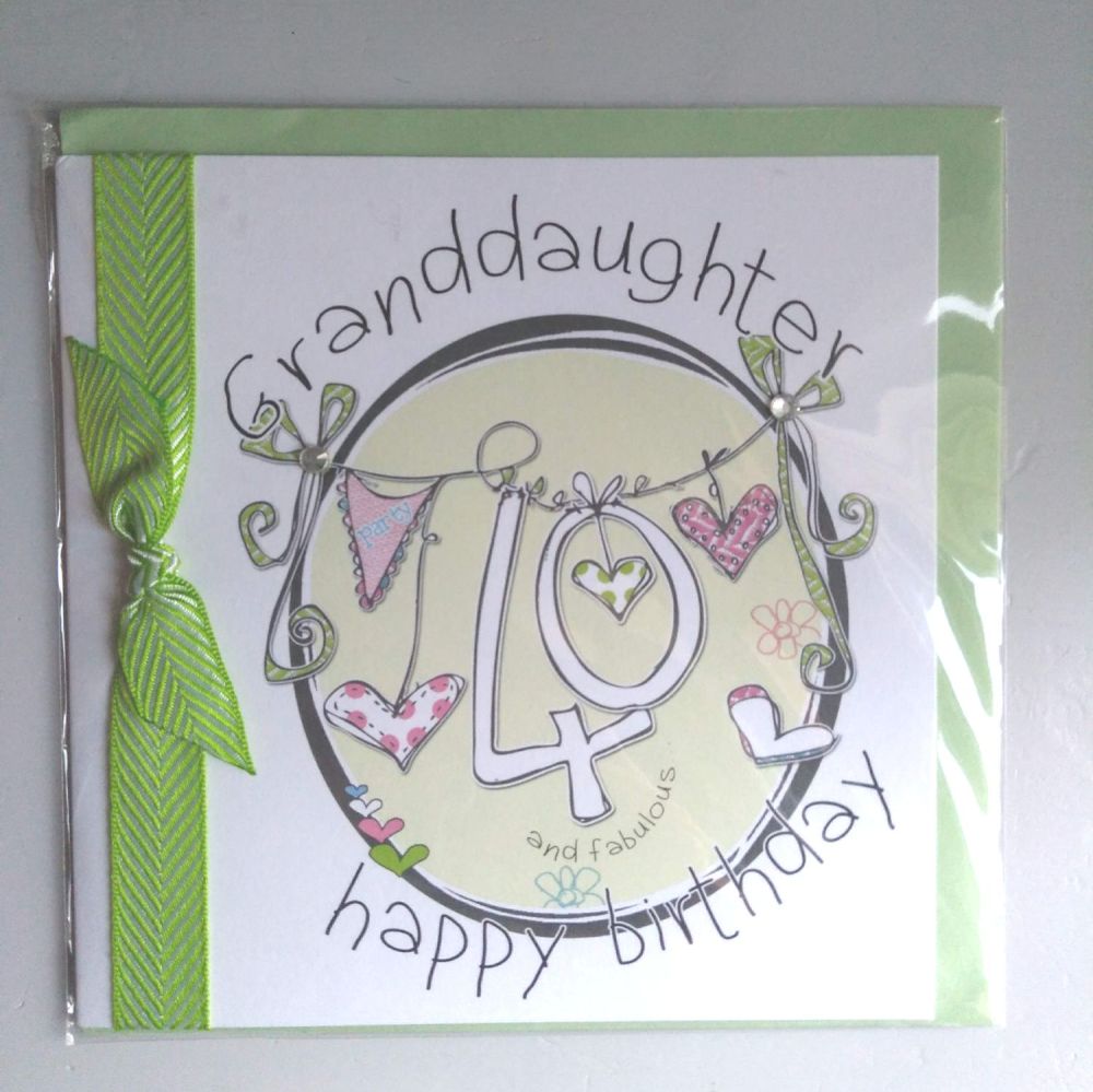 40th Birthday Granddaughter Card