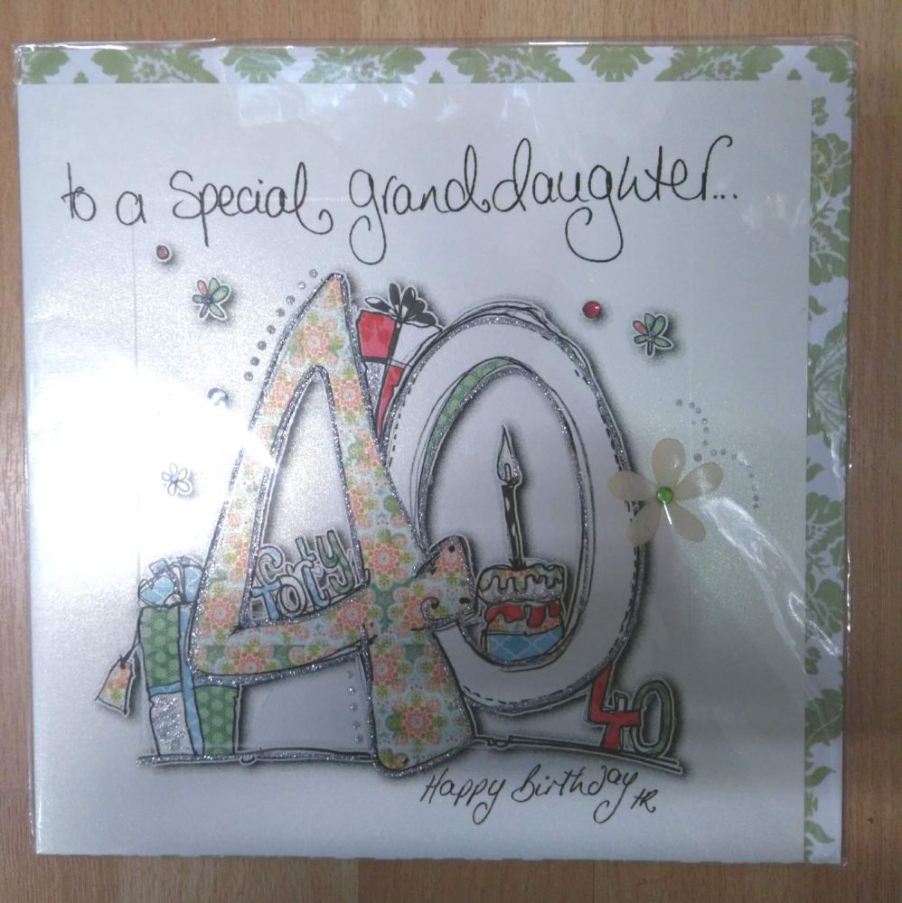 40th Birthday Granddaughter Card (extra large)