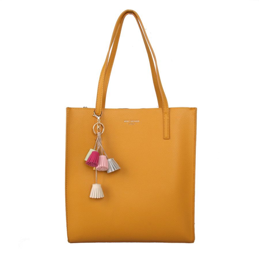 Red Cuckoo Yellow Shopper Bag with tassel