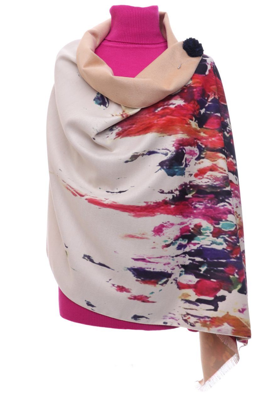 Luxury Wrap Abstract Cream Scarf