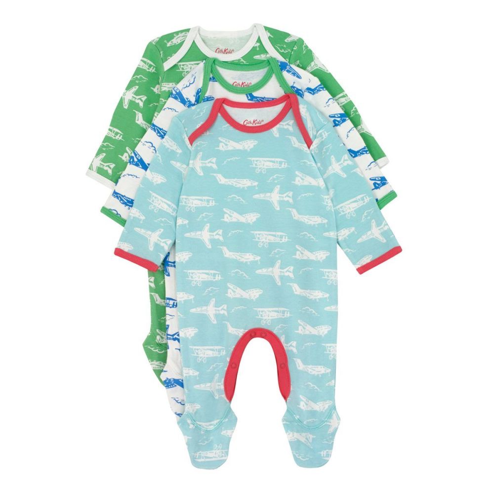 Cath Kidston Mono Planes Sleepsuits 3-6 mths (Pack of 3)